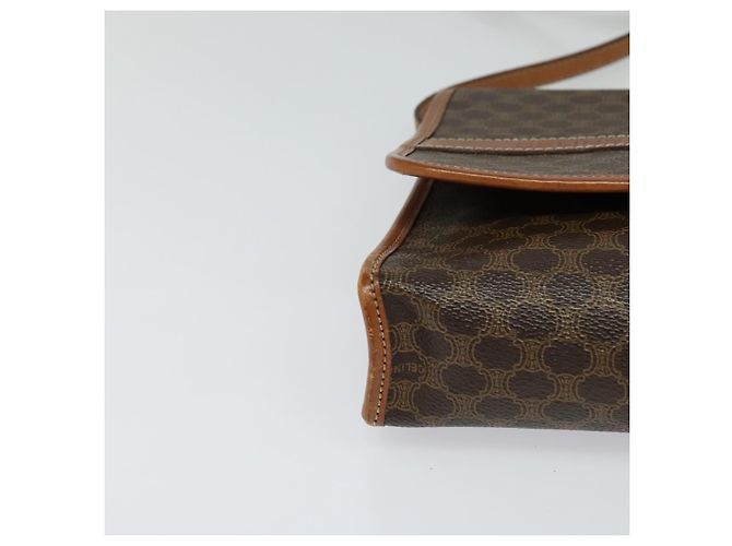 Céline Bolsa de ombro em lona Macadam CELINE em couro PVC marrom dourado Auth sw164 - vista 14