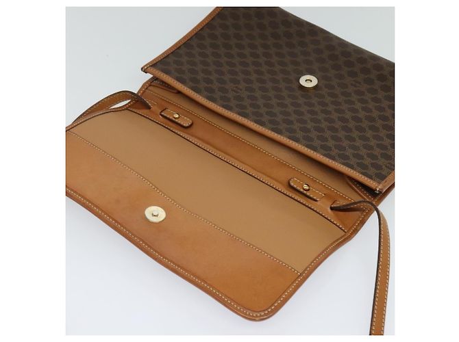 Céline Bolsa de ombro em lona Macadam CELINE em couro PVC marrom dourado Auth sw164 - vista 9
