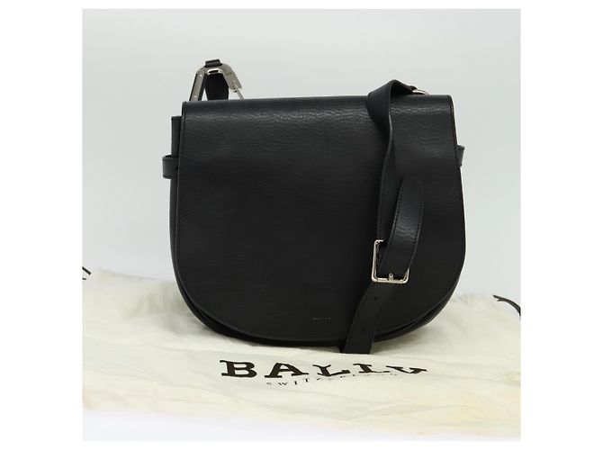 BALLY Borsa a Spalla in Pelle Nera Auth sw183 Nero - vista 12