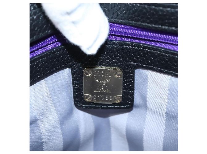 Borsa a spalla MCM in pelle nera e oro Auth MY306 Nero D'oro - vista 12