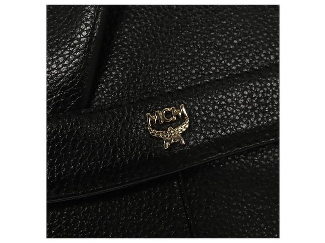 Borsa a spalla MCM in pelle nera e oro Auth MY306 Nero D'oro - vista 18