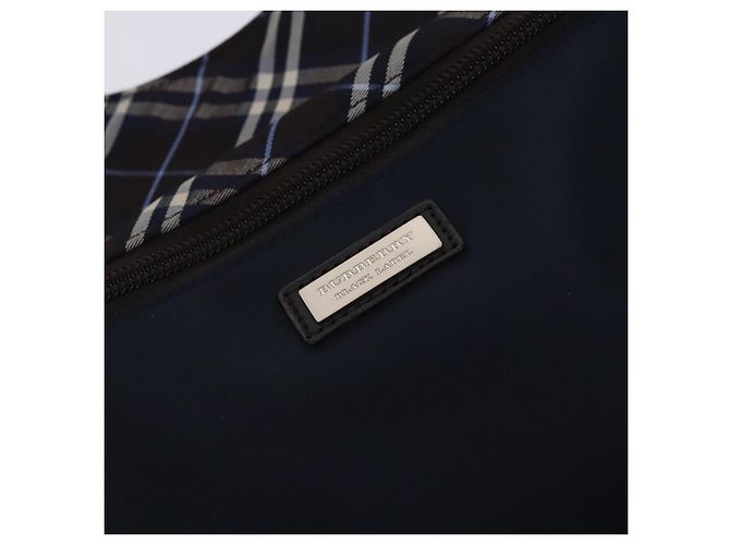 Borsa a spalla in nylon nero Burberry etichetta nera marina Auth ti2951 Blu navy - vista 17