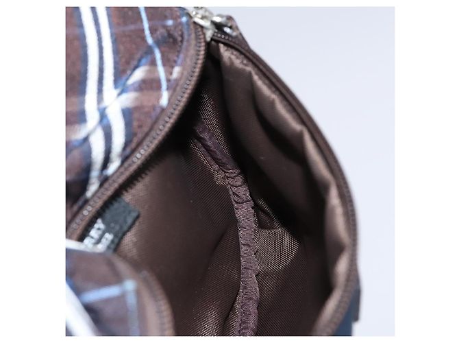 Borsa a spalla in nylon nero Burberry etichetta nera marina Auth ti2951 Blu navy - vista 18