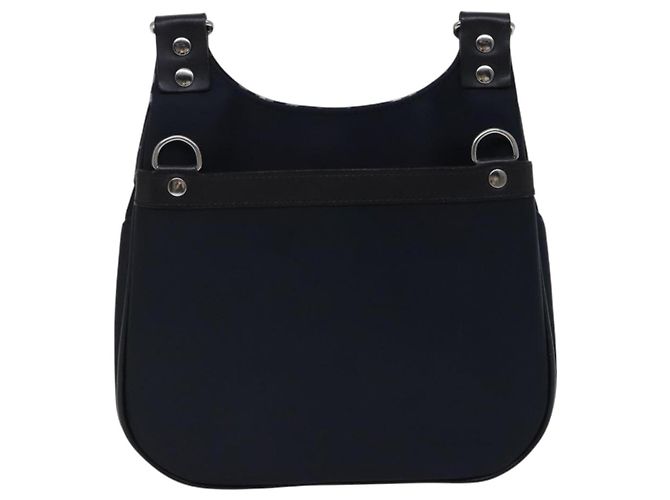 Borsa a spalla in nylon nero Burberry etichetta nera marina Auth ti2951 Blu navy - vista 2