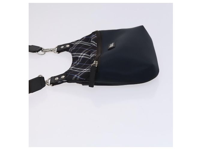 Borsa a spalla in nylon nero Burberry etichetta nera marina Auth ti2951 Blu navy - vista 4