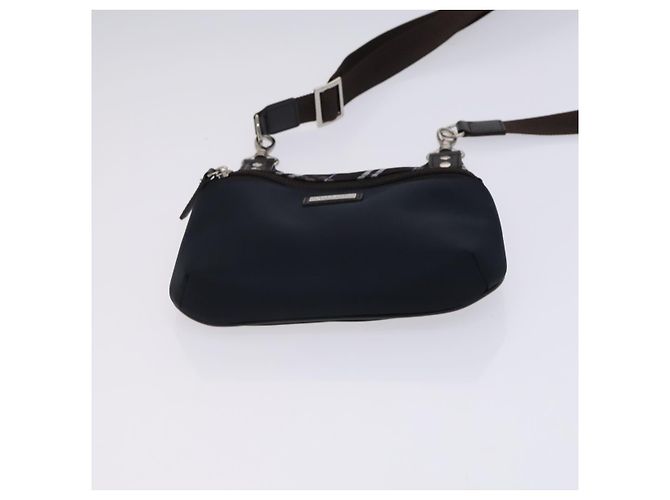 Borsa a spalla in nylon nero Burberry etichetta nera marina Auth ti2951 Blu navy - vista 5