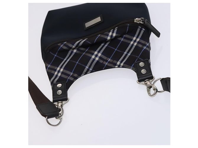 Borsa a spalla in nylon nero Burberry etichetta nera marina Auth ti2951 Blu navy - vista 6