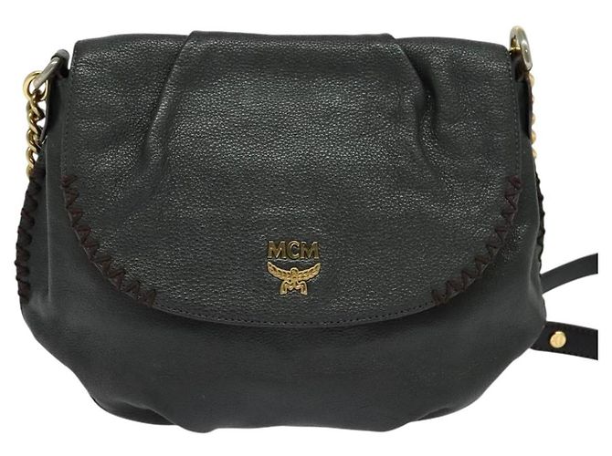 Borsa a spalla MCM in pelle grigia dorata Auth MY336 Marrone D'oro - vista 13