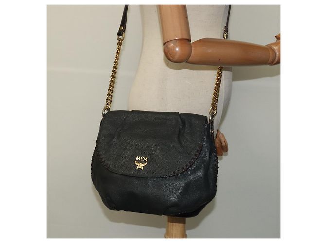 Borsa a spalla MCM in pelle grigia dorata Auth MY336 Marrone D'oro - vista 24