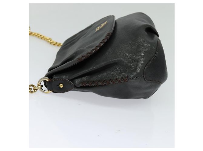 Borsa a spalla MCM in pelle grigia dorata Auth MY336 Marrone D'oro - vista 3