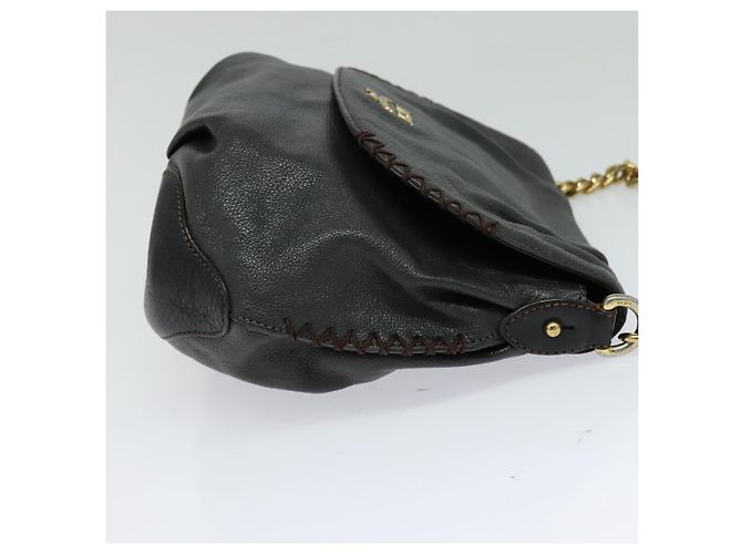 Borsa a spalla MCM in pelle grigia dorata Auth MY336 Marrone D'oro - vista 4