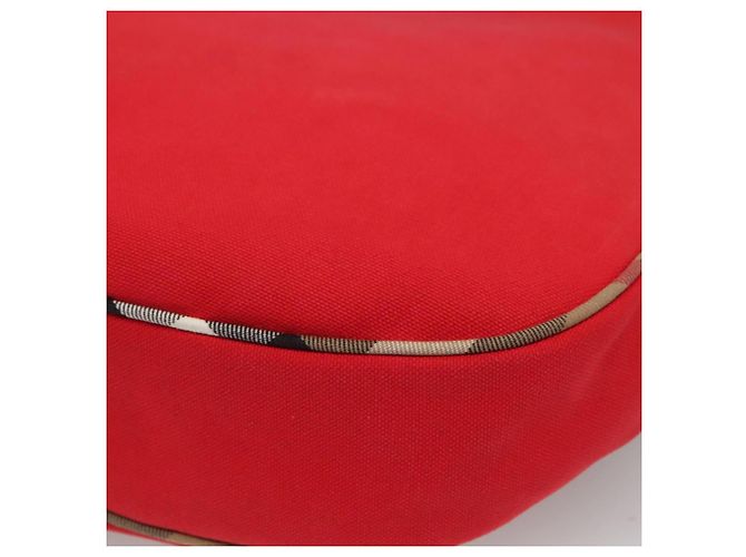 Burberry Borsa a spalla in tela rossa Auth ac3717 Rosso - vista 15