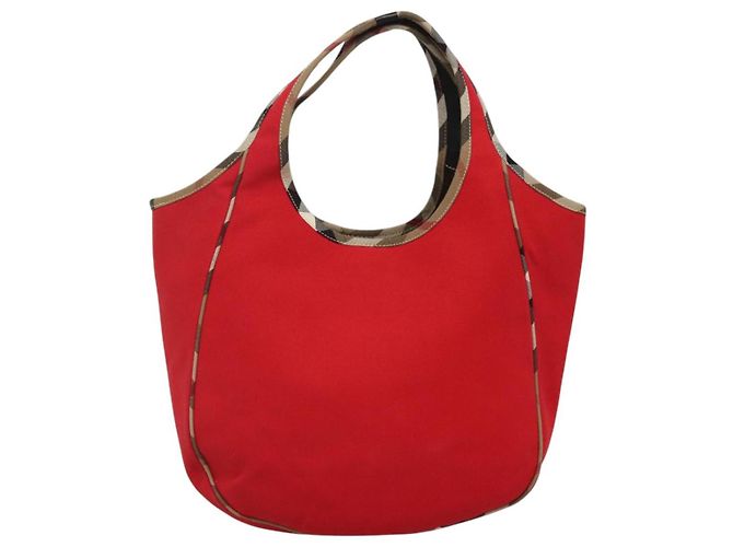 Burberry Borsa a spalla in tela rossa Auth ac3717 Rosso - vista 2