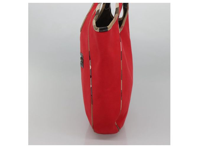 Burberry Borsa a spalla in tela rossa Auth ac3717 Rosso - vista 4