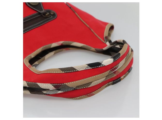 Burberry Borsa a spalla in tela rossa Auth ac3717 Rosso - vista 7