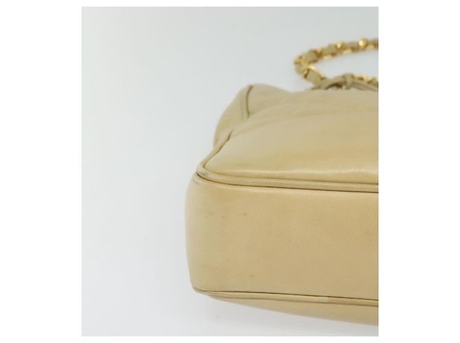 CHANEL Borsa a Spalla Matelassé con Catena in Pelle di Agnello Beige Oro CC Auth bs23535 D'oro - vista 15