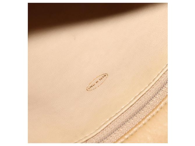 CHANEL Borsa a Spalla Matelassé con Catena in Pelle di Agnello Beige Oro CC Auth bs23535 D'oro - vista 19