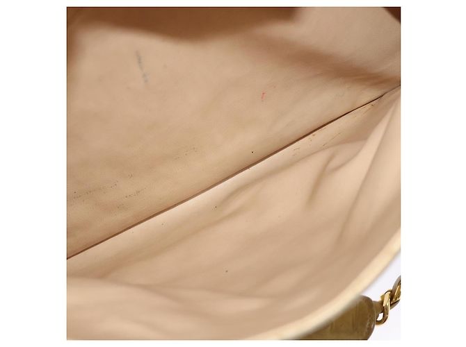 CHANEL Borsa a Spalla Matelassé con Catena in Pelle di Agnello Beige Oro CC Auth bs23535 D'oro - vista 24