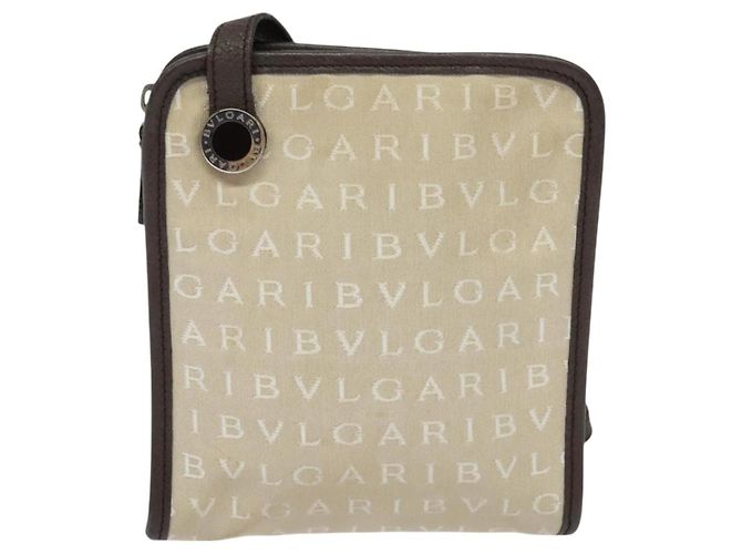 Bulgari Borsa a spalla BVLGARI Logo Mania in tela beige Auth EC908 - vista 13