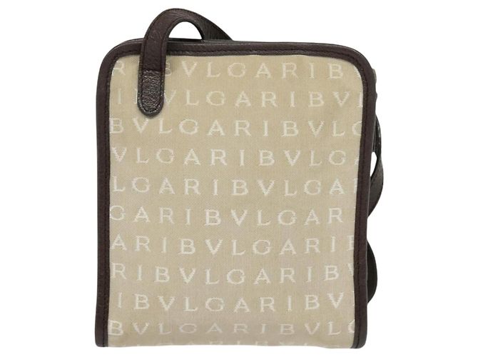 Bulgari Borsa a spalla BVLGARI Logo Mania in tela beige Auth EC908 - vista 2