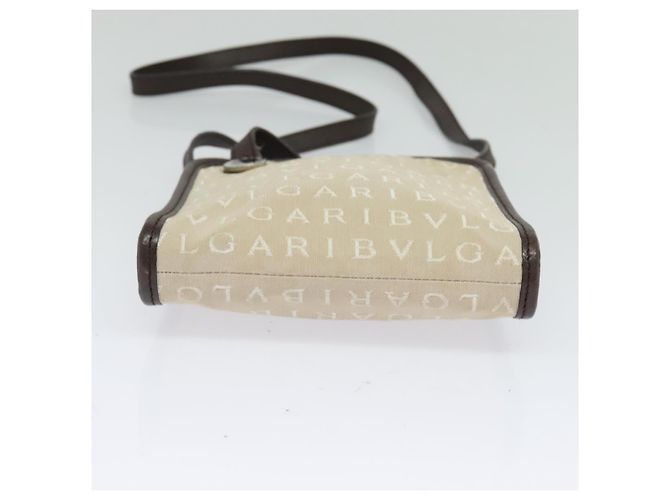 Bulgari Borsa a spalla BVLGARI Logo Mania in tela beige Auth EC908 - vista 5