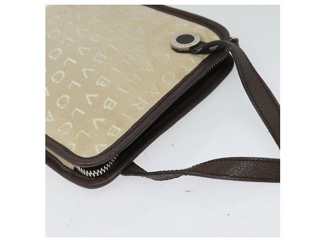 Bulgari Borsa a spalla BVLGARI Logo Mania in tela beige Auth EC908 - vista 6