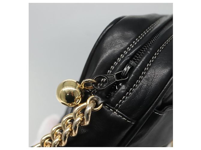 Bolsa de ombro BALLY em couro preto e dourado Auth bs23848 - vista 10