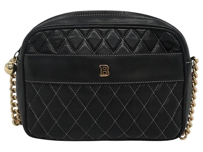 Bolsa de ombro BALLY em couro preto e dourado Auth bs23848 - vista 13
