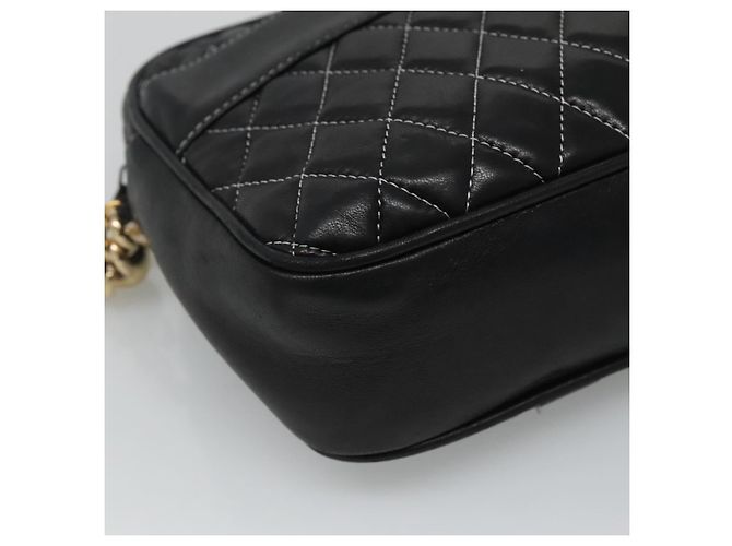 Bolsa de ombro BALLY em couro preto e dourado Auth bs23848 - vista 14