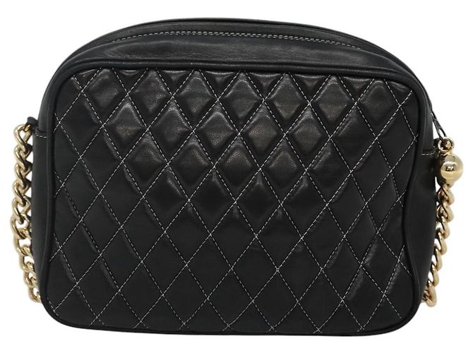 Bolsa de ombro BALLY em couro preto e dourado Auth bs23848 - vista 2