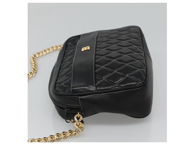 Bolsa de ombro BALLY em couro preto e dourado Auth bs23848 - vista 4