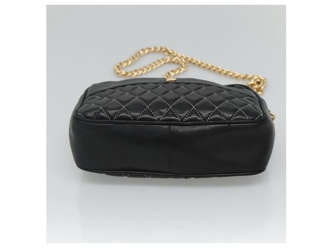 Bolsa de ombro BALLY em couro preto e dourado Auth bs23848 - vista 5