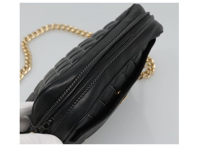 Bolsa de ombro BALLY em couro preto e dourado Auth bs23848 - vista 6