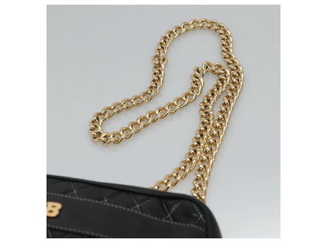 Bolsa de ombro BALLY em couro preto e dourado Auth bs23848 - vista 8