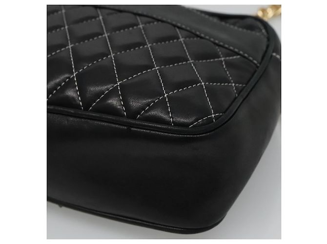 Bolsa de ombro BALLY em couro preto e dourado Auth bs23848 - vista 9