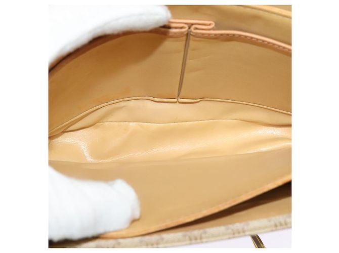 Céline Borsa a spalla in tela Macadam Celine con motivo carrozza a cavallo beige e oro Auth EC1008 D'oro - vista 10