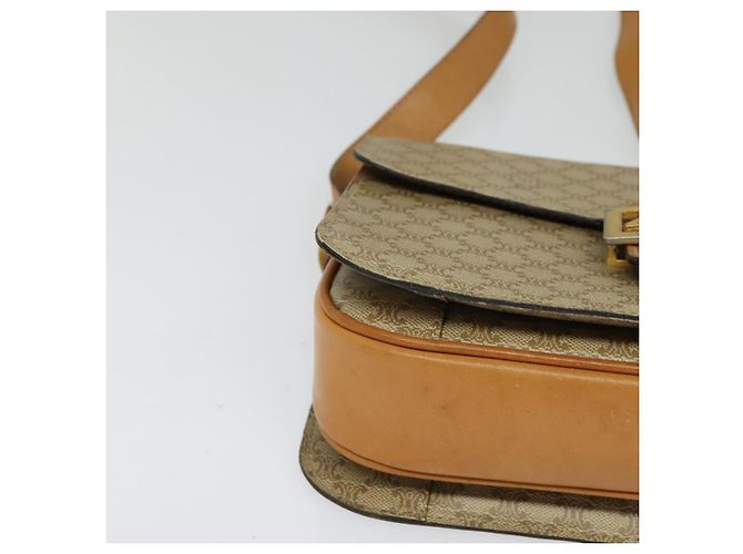 Céline Borsa a spalla in tela Macadam Celine con motivo carrozza a cavallo beige e oro Auth EC1008 D'oro - vista 14