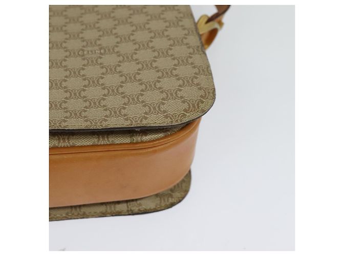 Céline Borsa a spalla in tela Macadam Celine con motivo carrozza a cavallo beige e oro Auth EC1008 D'oro - vista 17