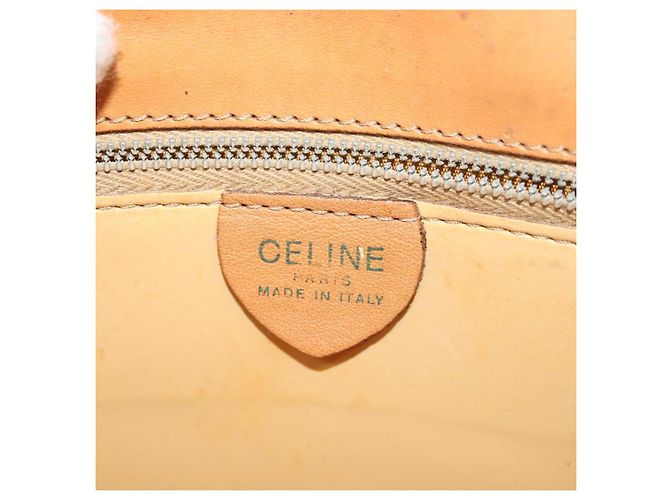 Céline Borsa a spalla in tela Macadam Celine con motivo carrozza a cavallo beige e oro Auth EC1008 D'oro - vista 19