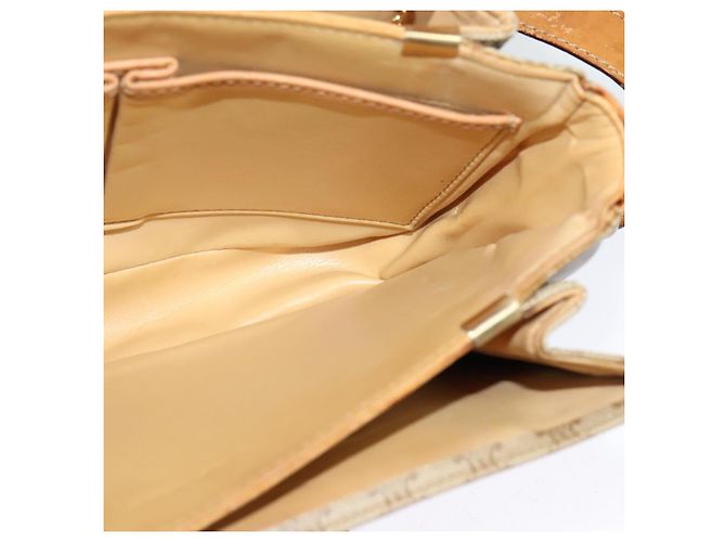 Céline Borsa a spalla in tela Macadam Celine con motivo carrozza a cavallo beige e oro Auth EC1008 D'oro - vista 20