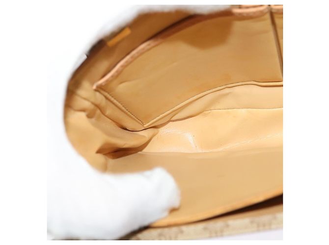 Céline Borsa a spalla in tela Macadam Celine con motivo carrozza a cavallo beige e oro Auth EC1008 D'oro - vista 21