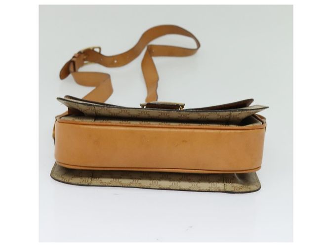 Céline Borsa a spalla in tela Macadam Celine con motivo carrozza a cavallo beige e oro Auth EC1008 D'oro - vista 5