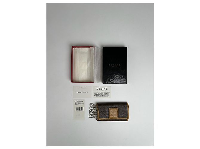 Céline Vintage Celine Paris Leather Key Holder Brown - view 6