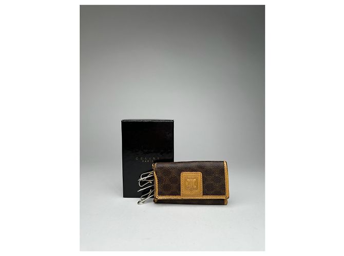 Céline Vintage Celine Paris Leather Key Holder Brown - view 9