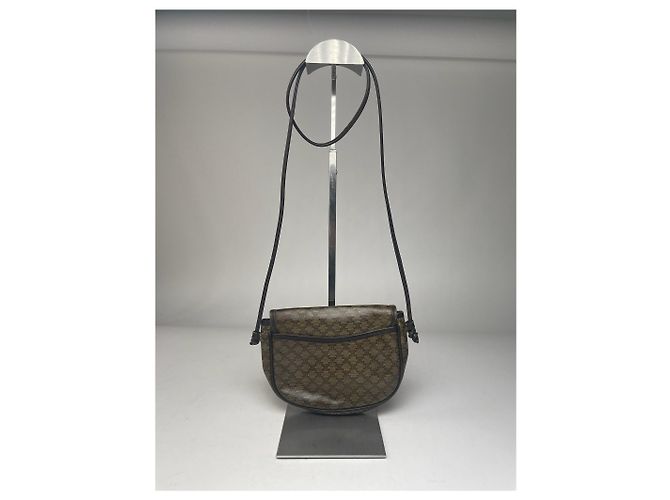Céline Vintage Celine Triomphe Umhängetasche aus Leder braun grün - Ansicht 5