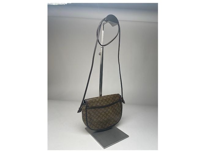 Céline Vintage Celine Triomphe Umhängetasche aus Leder braun grün - Ansicht 6