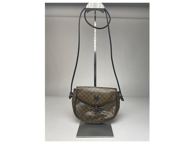 Céline Vintage Celine Triomphe Umhängetasche aus Leder braun grün - Ansicht 9