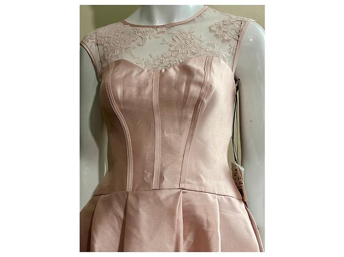 Vera Wang Vestido de corpete de renda e cetim Rosa - vista 2