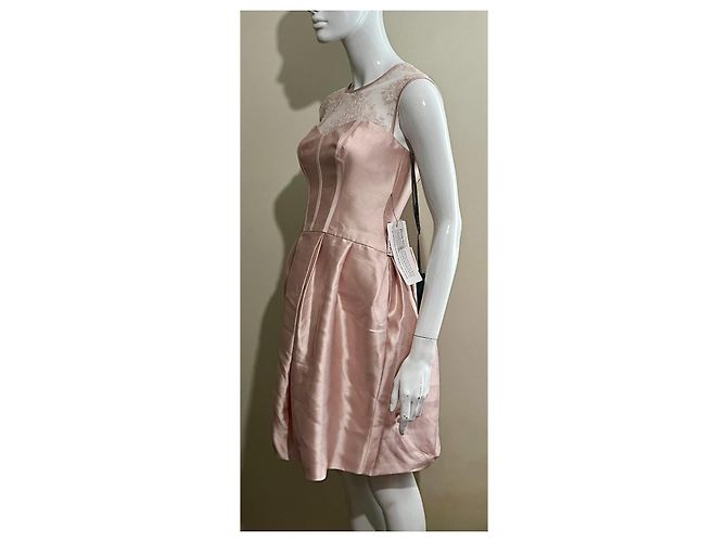 Vera Wang Vestido de corpete de renda e cetim Rosa - vista 3