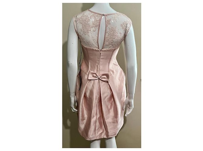 Vera Wang Vestido de corpete de renda e cetim Rosa - vista 4